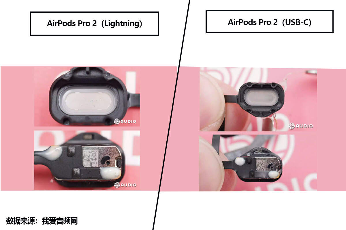 拆解对比来了，苹果AirPods Pro 2（Lightning）VS（USB-C）-我爱音频网