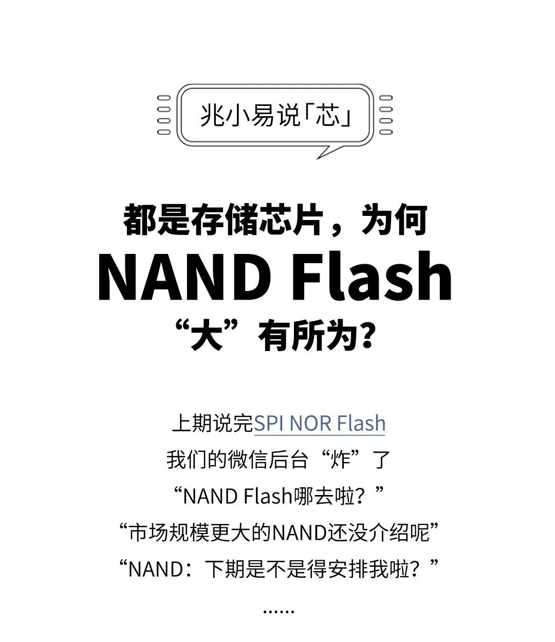 兆小易说「芯」| 都是存储芯片，为何NAND Flash“大”有所为？