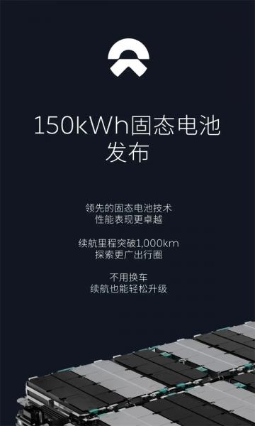 蔚来将于第四季度计划交付 150kwh 固态电池