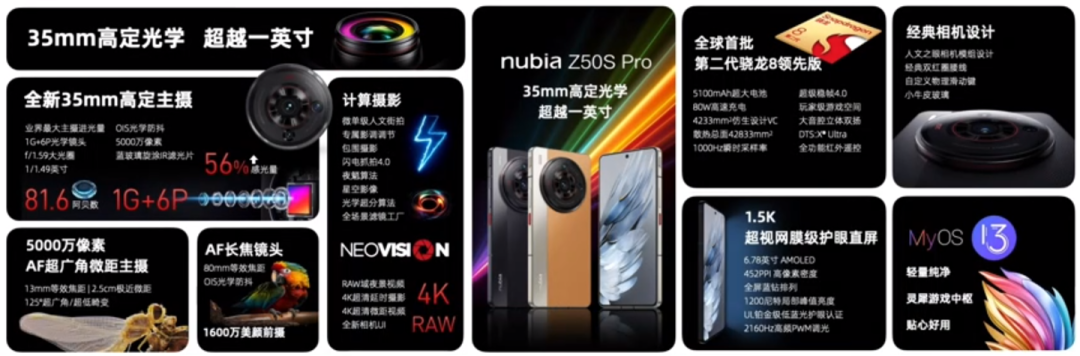 3699 元起,努比亚 Z50S Pro 手机发布:骁龙 8 Gen 2 领先版、35mm 定制光学