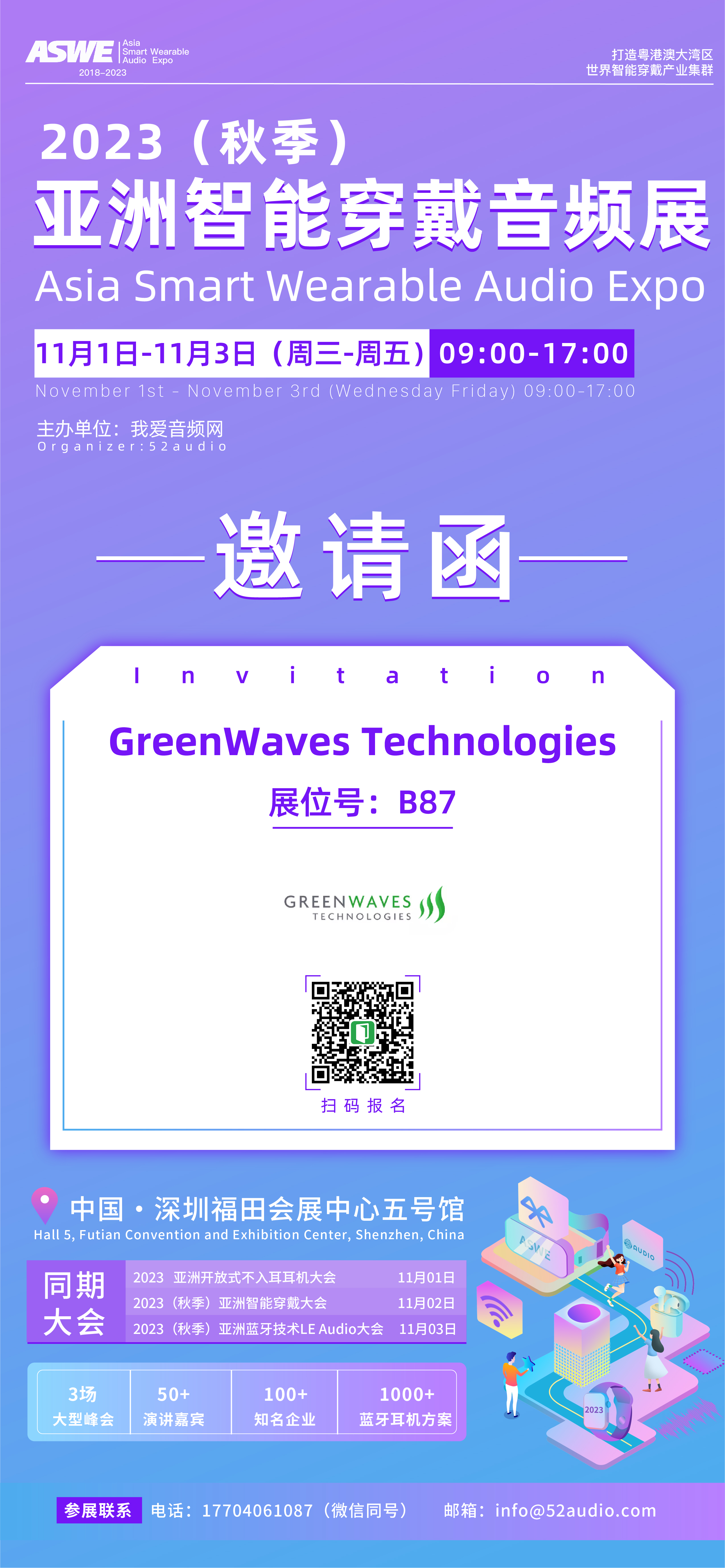 GreenWaves Technologies参加2023(秋季)亚洲智能穿戴音频展,展位号B87-我爱音频网
