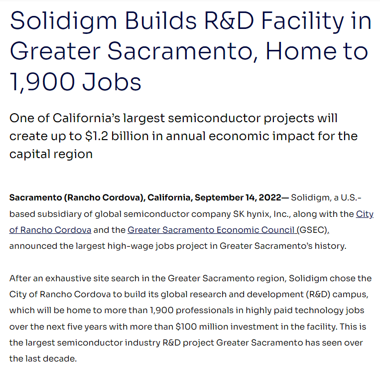 Solidigm拟在美建半导体研发中心，目的是？