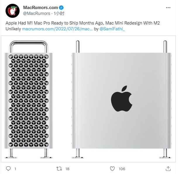 Gurman 爆料:M1 Mac Pro 被搁置,苹果将直接发布 M2 Extreme 版 Mac Pro 电脑