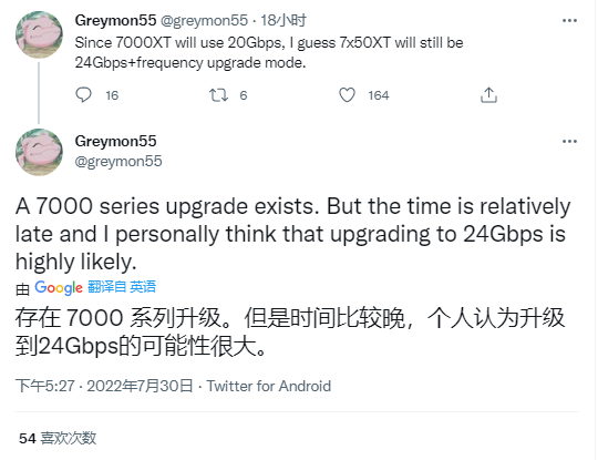 消息称 AMD Radeon RX 7900 显卡可配备 20Gbps 的显存