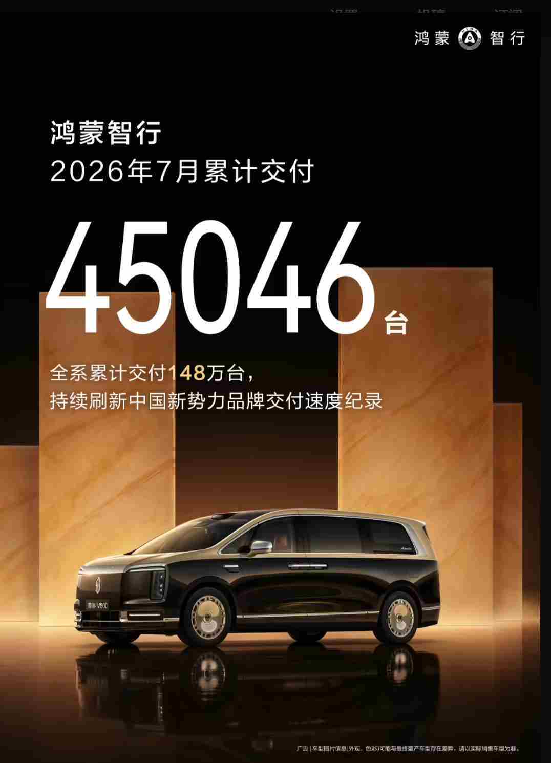 鸿蒙智行7月交付超4.5万台,历史累计破148万