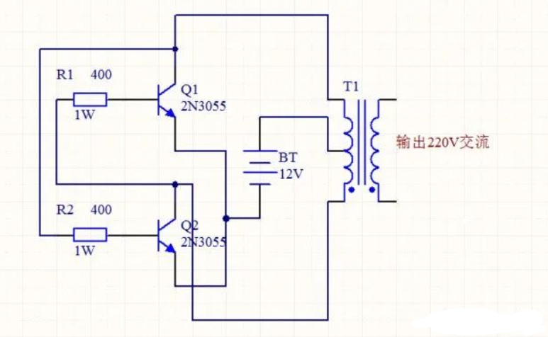 4个元件让12v 转 220v（逆变器电路原理图）