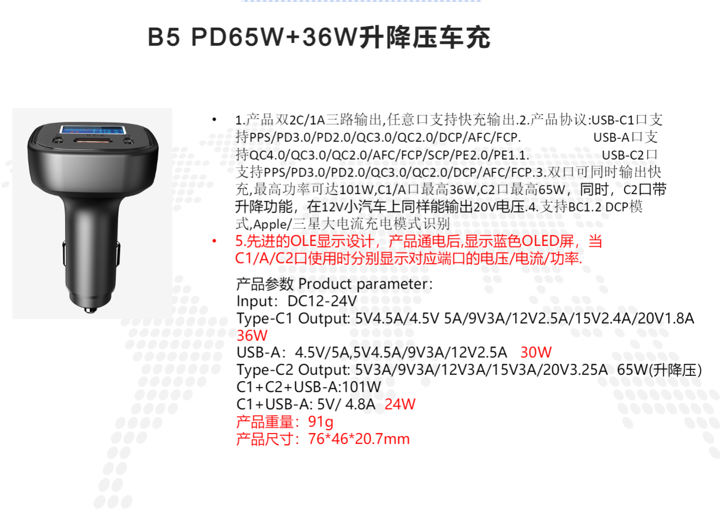 俊凯达推出iPhone15车载快充B5,最高支持65W-充电头网