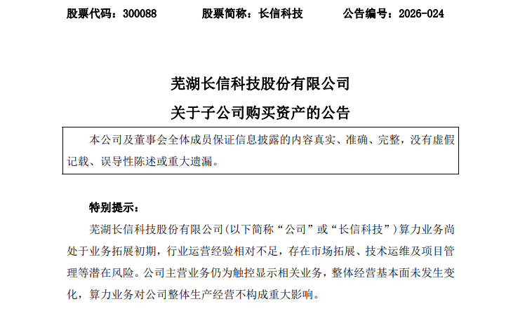长信科技砸30亿买服务器，子公司发力算力服务