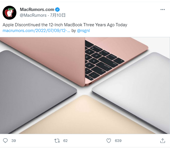 苹果 MacBook 12 英寸停产三周年：首款无风扇，受英特尔芯片散热限制，创新蝶式键盘饱受诟病