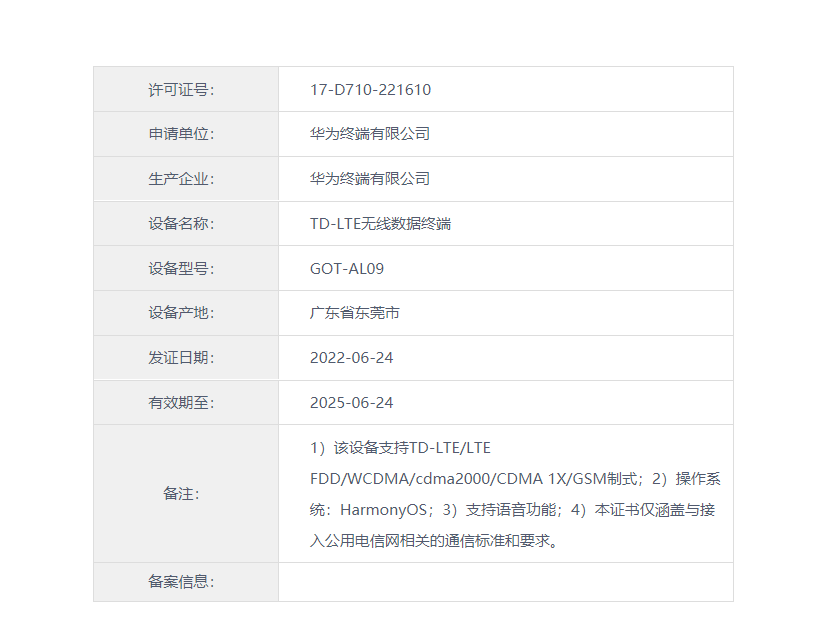 华为 MatePad Pro 11 英寸 2022 款通过认证:搭载 OLED 打孔屏幕,8200mAm 电池,预装鸿蒙 HarmonyOS 3.0