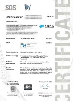 SGS授予为旌科技ISO 26262:2018汽车功能安全流程认证证书0