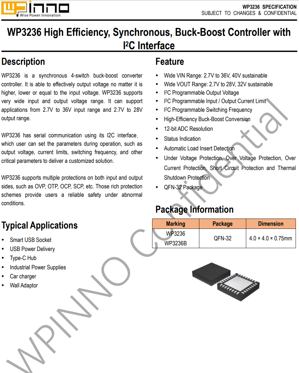 维普创新同步升降压控制器WP3236，能直驱氮化镓-充电头网