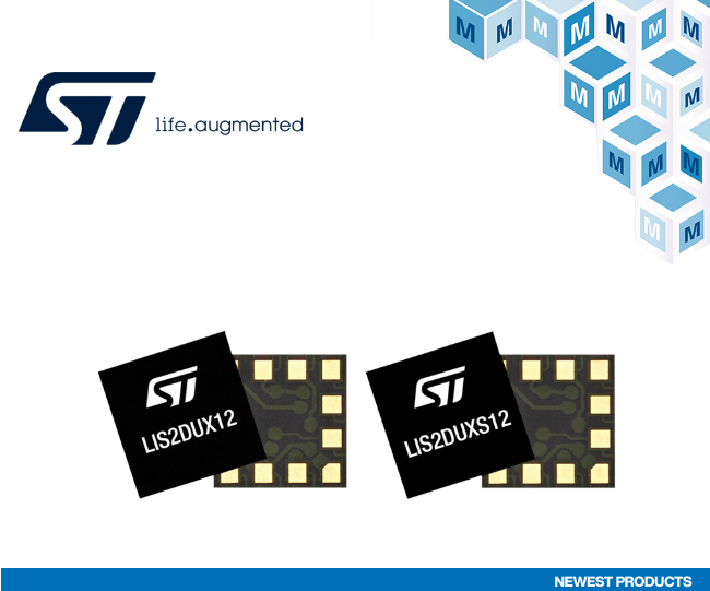 贸泽开售面向可穿戴和始终感知应用的STMicroelectronics LIS2DUX12和LIS2DUXS12智能加速度计