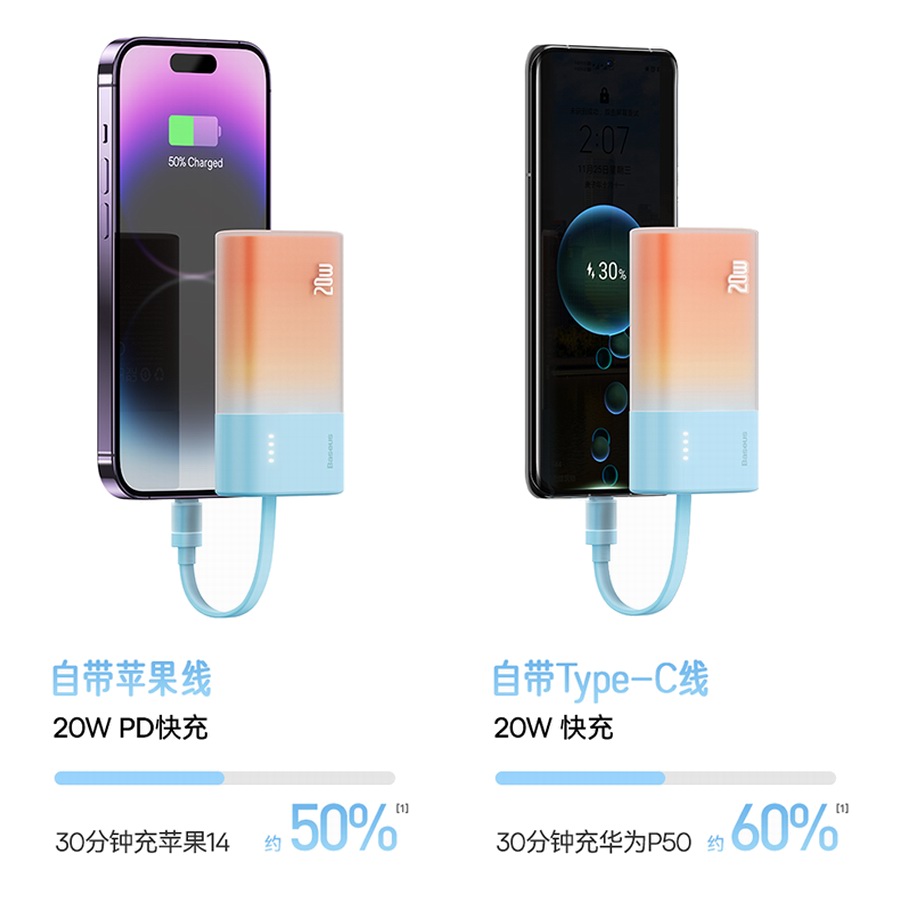 夏日小冰棒，倍思推出20W自带线口袋快充移动电源-充电头网
