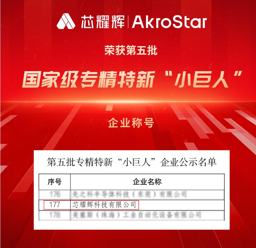 芯耀辉获评国家级专精特新“小巨人”