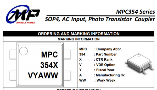 美阔丨MPC354三极管型光电耦合器主要特性参数