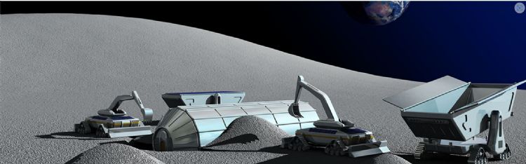 目标2028年起承揽月球表面土木建设工程，日本土木厂逐一公开太空土木技术。图为月球表面版A4CSEL工作想像图。鹿岛建设