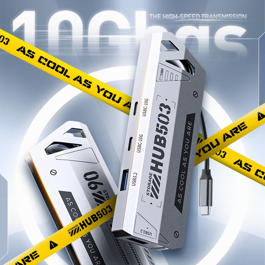 机械师推出HUB500扩展坞，10Gbps速率硬朗机甲设计-充电头网