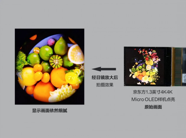 京东方研发出XR用1.3英寸4K4K超高清MicroOLED屏