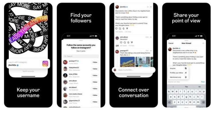 Threads界面与功能都与Twitter相似，用Instagram帐号就能一键登入，快速吸引大量用户尝鲜。Threads