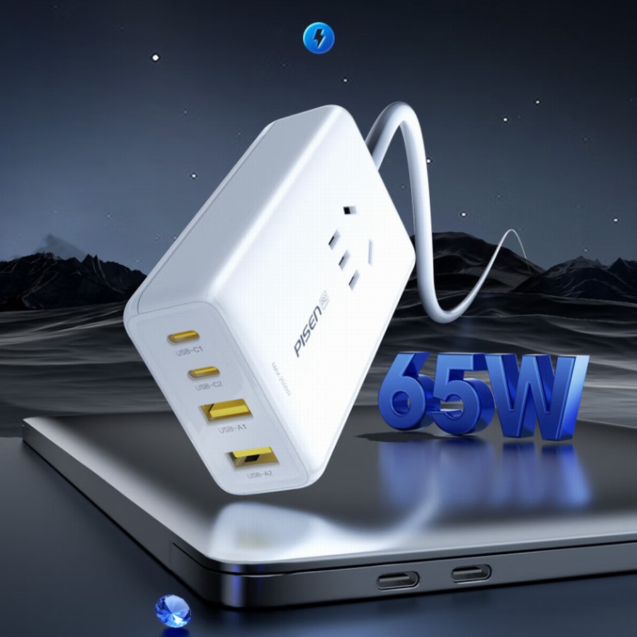 GaN+SiC，品胜推出65W 2C2A氮化镓桌面充，还带插线板功能