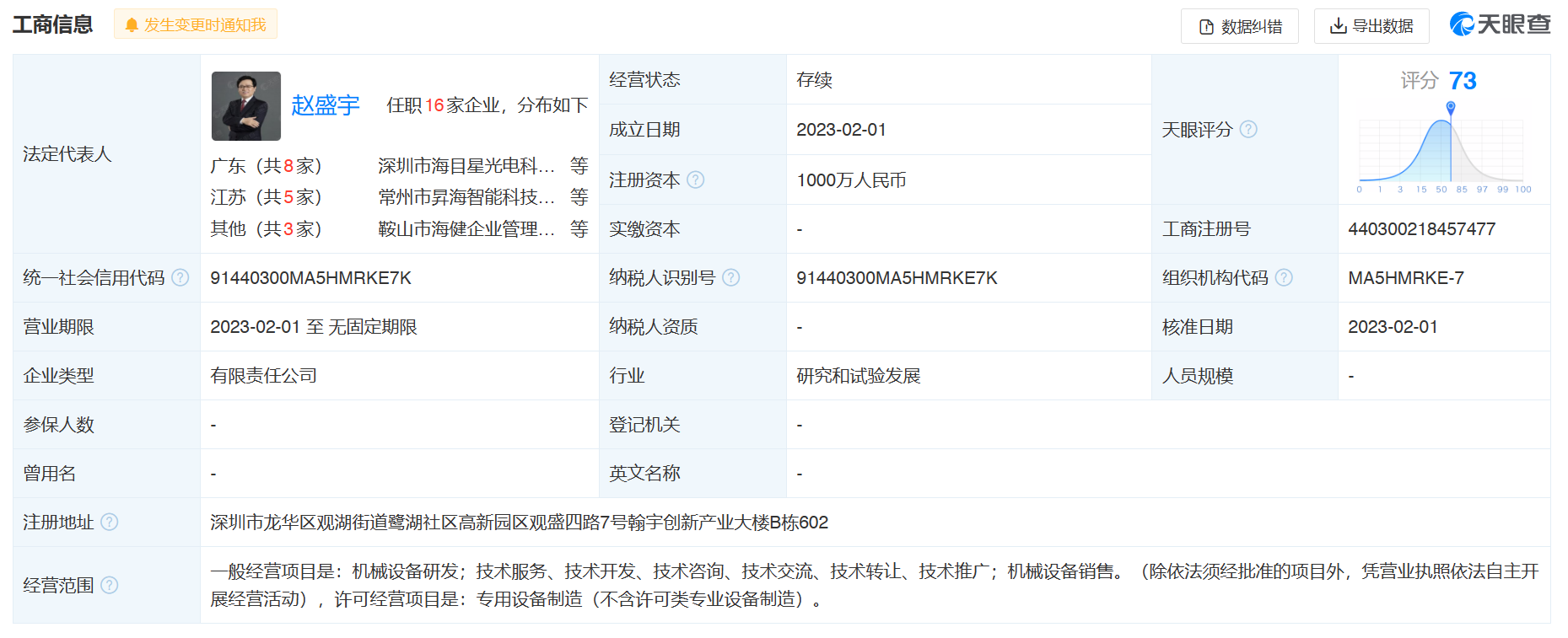 海目星于深圳投资设立光电科技新公司