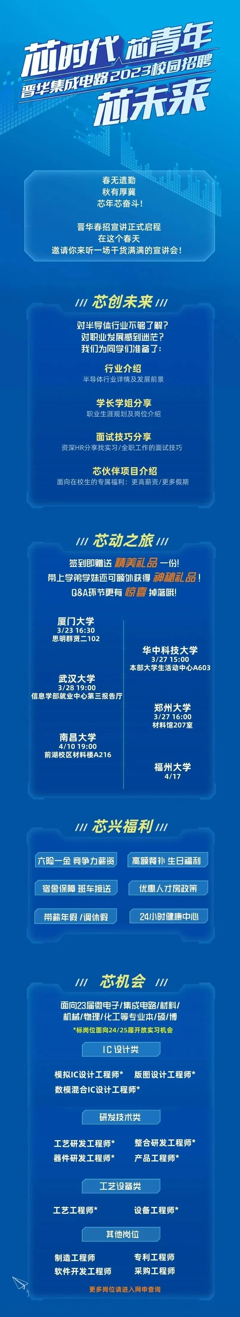 晋华集成电路2023春季校园招聘暨2024实习宣讲启动！