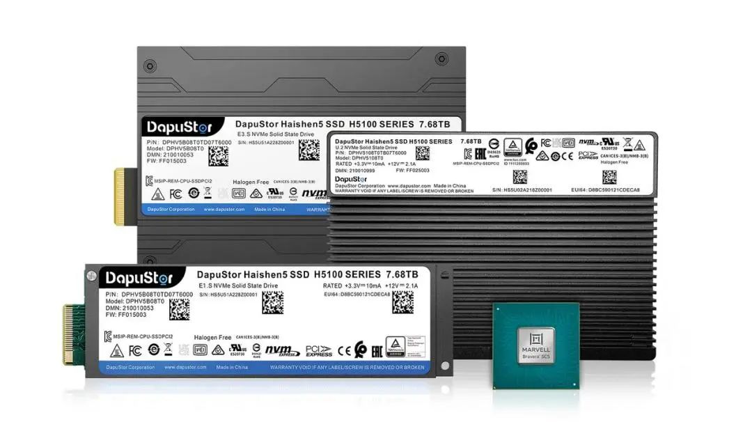 大普微量产企业级PCIe 5.0 SSD：搭载Marvell Bravera™ SC5主控