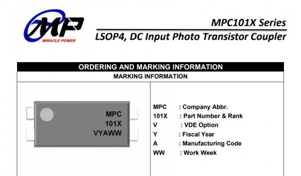 四川美阔推出LSOP4封装直流输入光晶体管耦合器-MPC101X系列