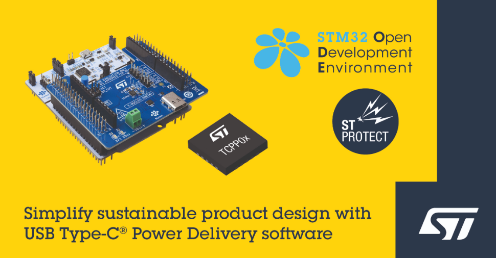 意法半导体发布支持STM32 微控制器的 USB Type-C® Power Delivery 软件