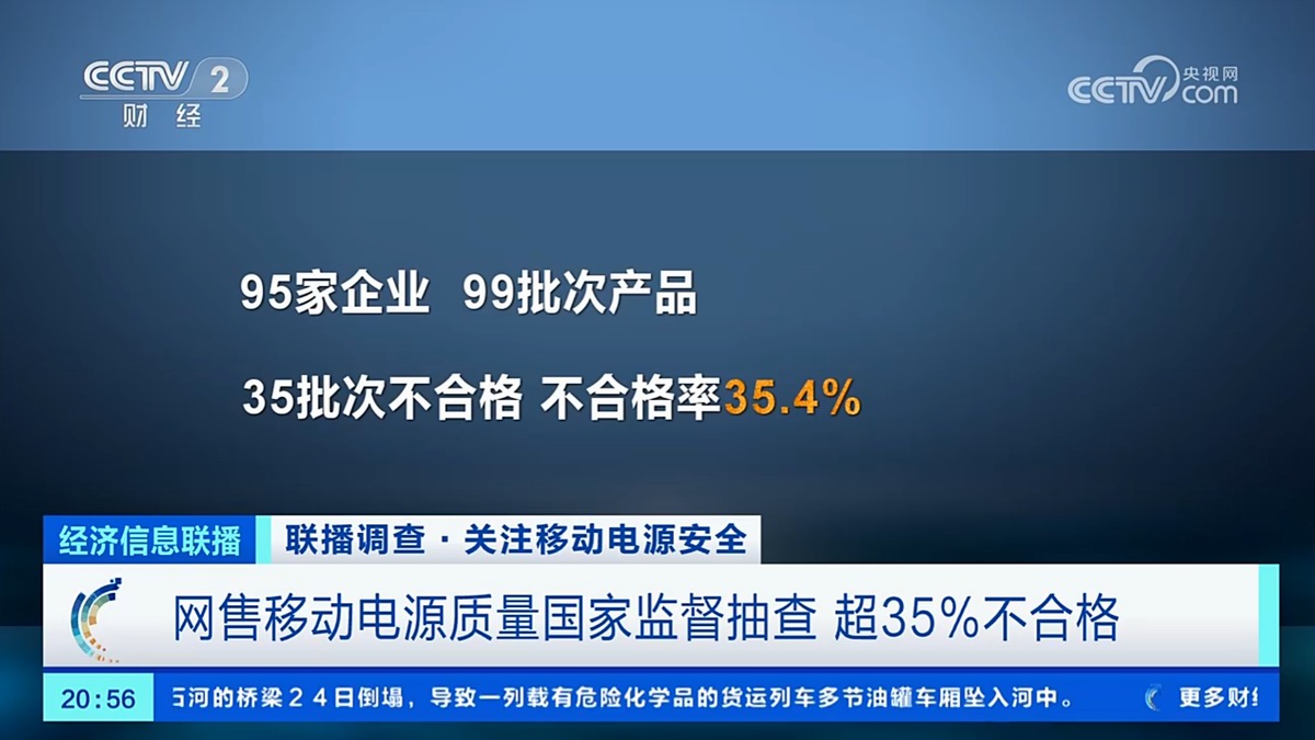 央视再度聚焦充电配件质量抽查，网售移动电源不及格率高达35%-充电头网