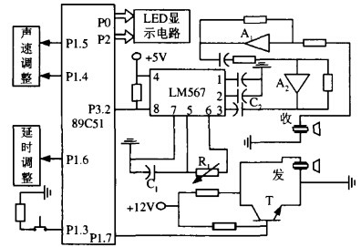 用LM567检测超声波的测距电路图