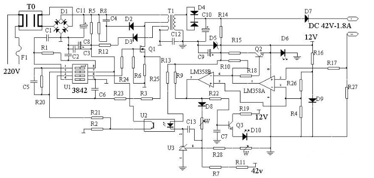 LM358组成的充电器电路