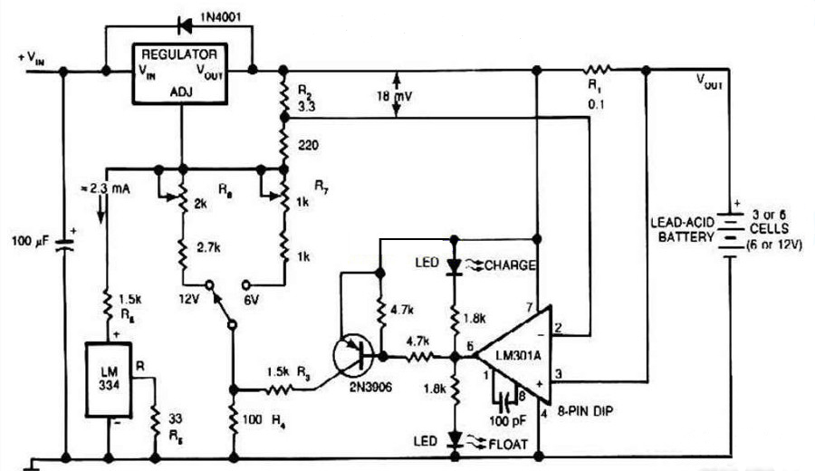 12V铅酸电瓶充电器的电路