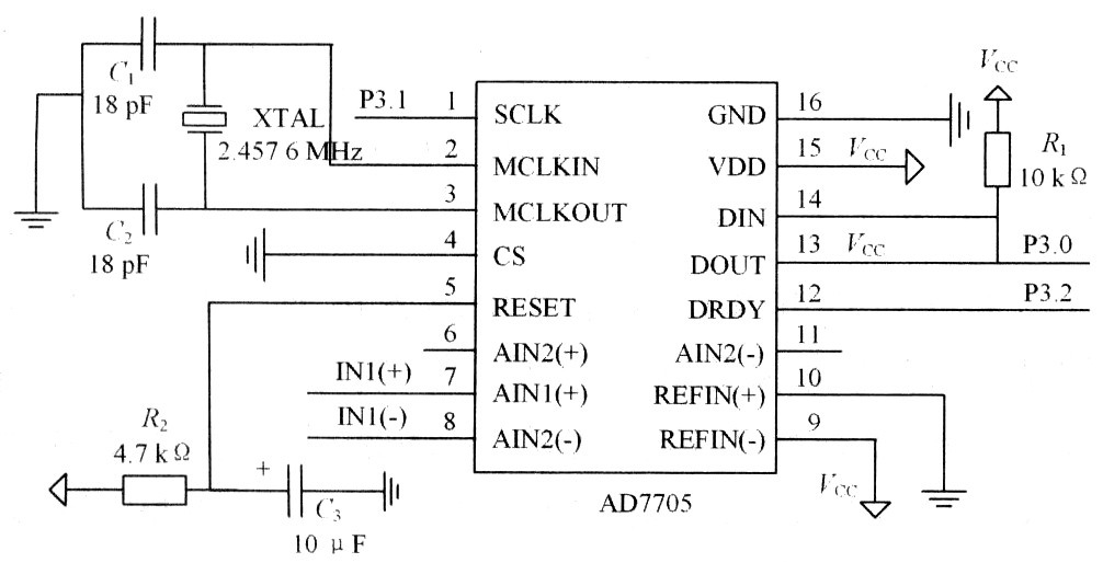 AD7705与89S51单片机的接口电路图