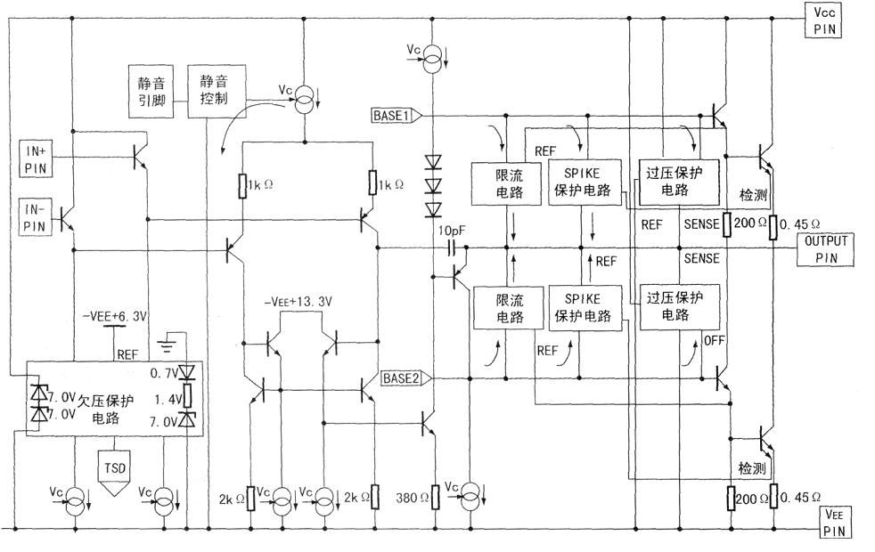 lm3886内部等效电路图