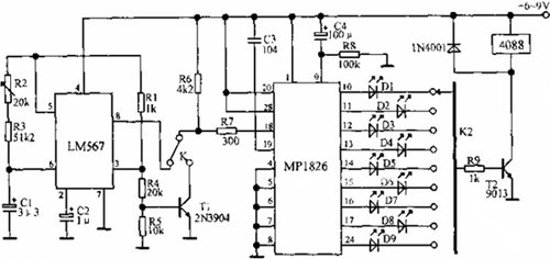 lm567-mp1826构成的精密定时器电路图