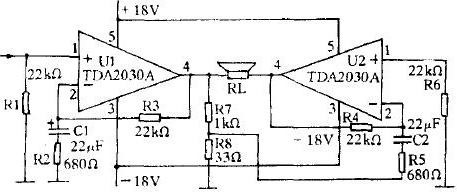 用TDA2030A做成的BTL形式功放