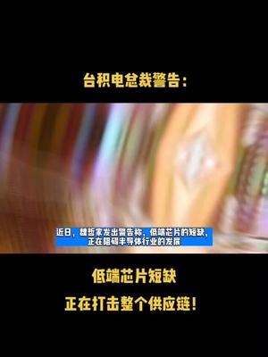 台积电总裁警告：低端芯片短缺正在打击整个供应链！芯片 半导体 科技 资讯 台积电