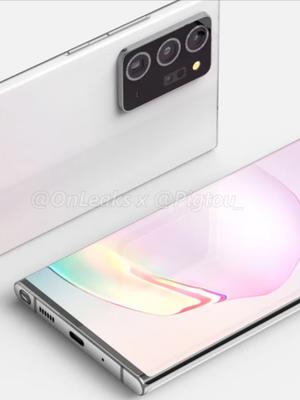 三星note20渲染图曝光，整体无变化，后置矩形摄像头，新增绿色版