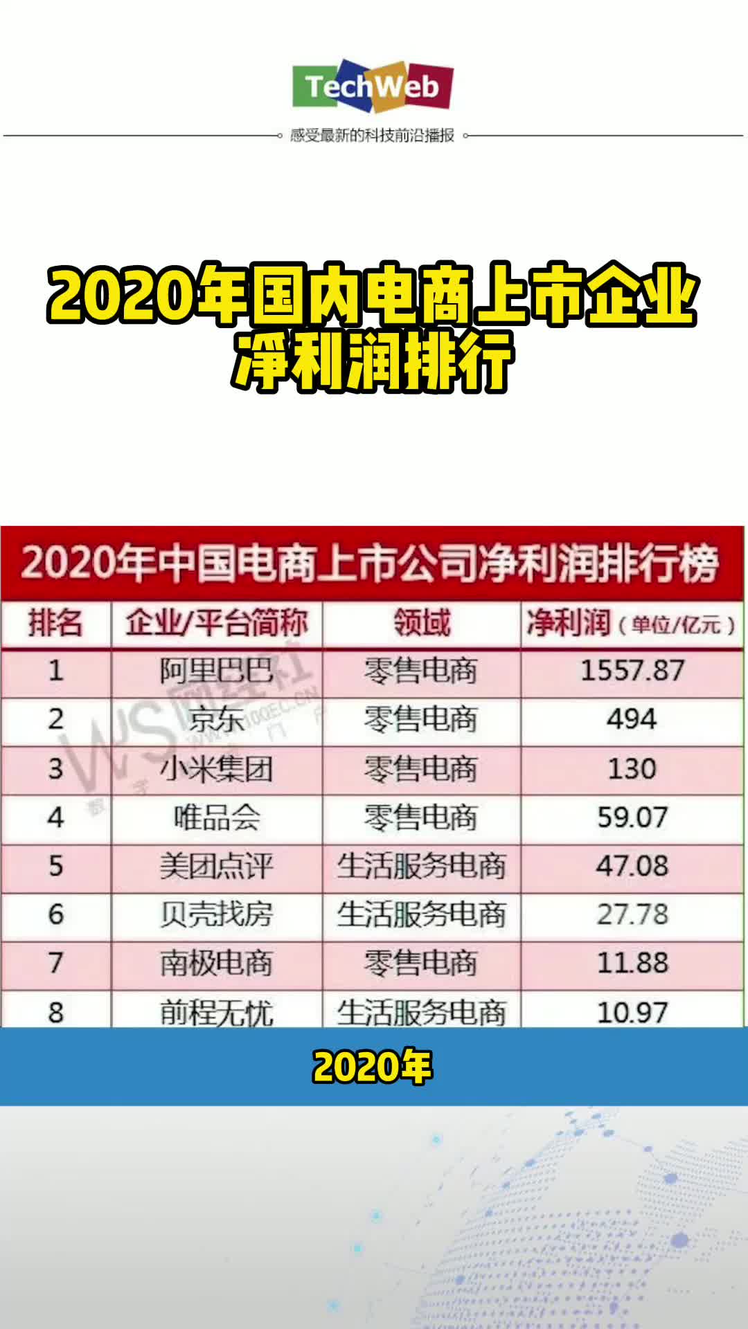 2020年国内电商上市企业净利润排行