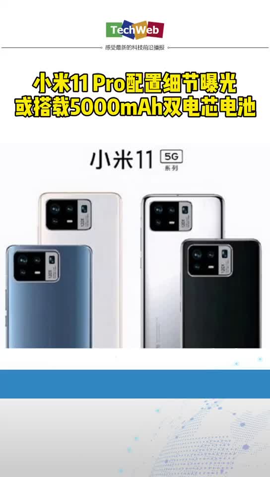 小米11pro 配置细节曝光：或搭载5000mAh双电芯电池