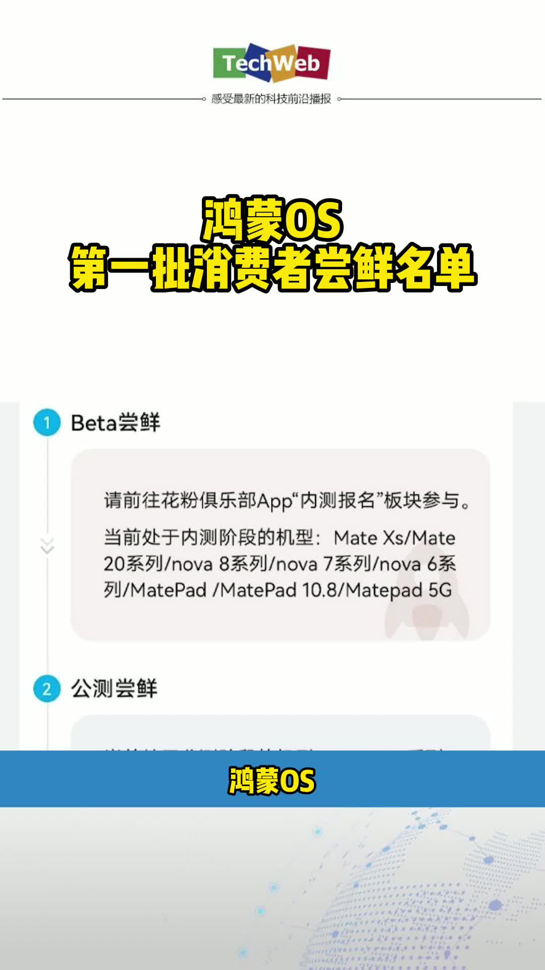鸿蒙OS第一批消费者尝鲜名单出来了，最低支持到Mate20系列 华为