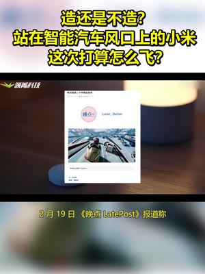 造还是不造？站在智能汽车风口上的小米这次打算怎么飞？ 风口 小米造车 小米 雷军 新能源汽车