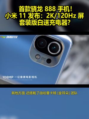首款骁龙888手机！小米11发布：2K120Hz屏 套装版白送充电器？ 小米11 雷军