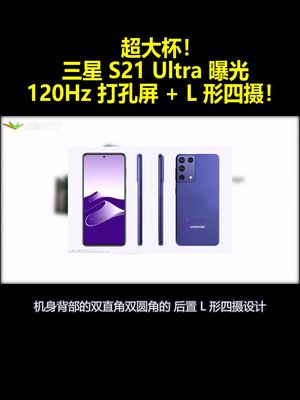 超大杯！三星 S21 Ultra 曝光：120Hz 打孔屏 + L 形四摄！