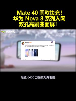 Mate 40同款快充！华为 Nova 8 系列入网：双孔高刷曲面屏！