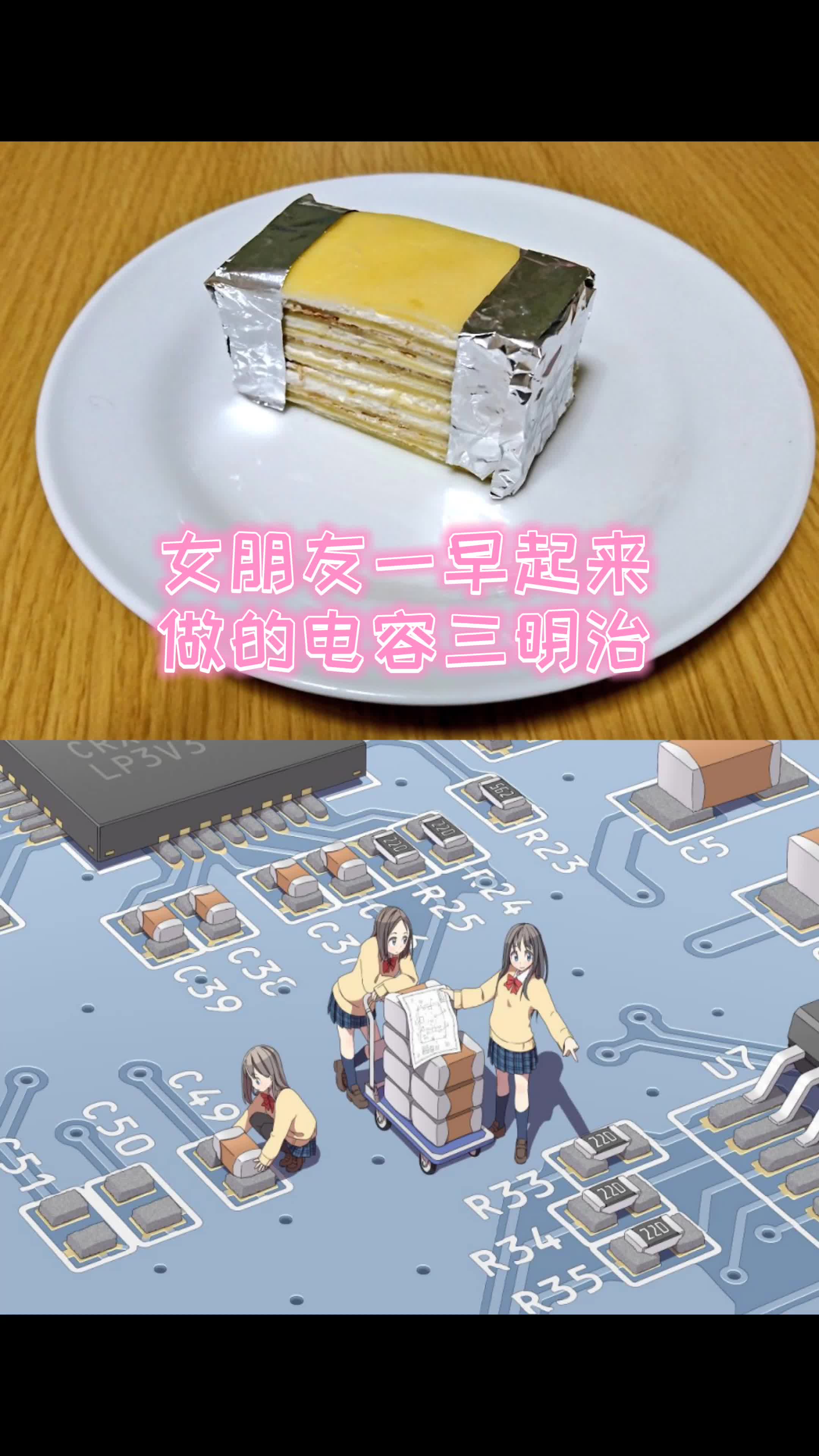 女朋友一早起来做的电容三明治，下期更新电阻的 电容 电子元器件 电子技术