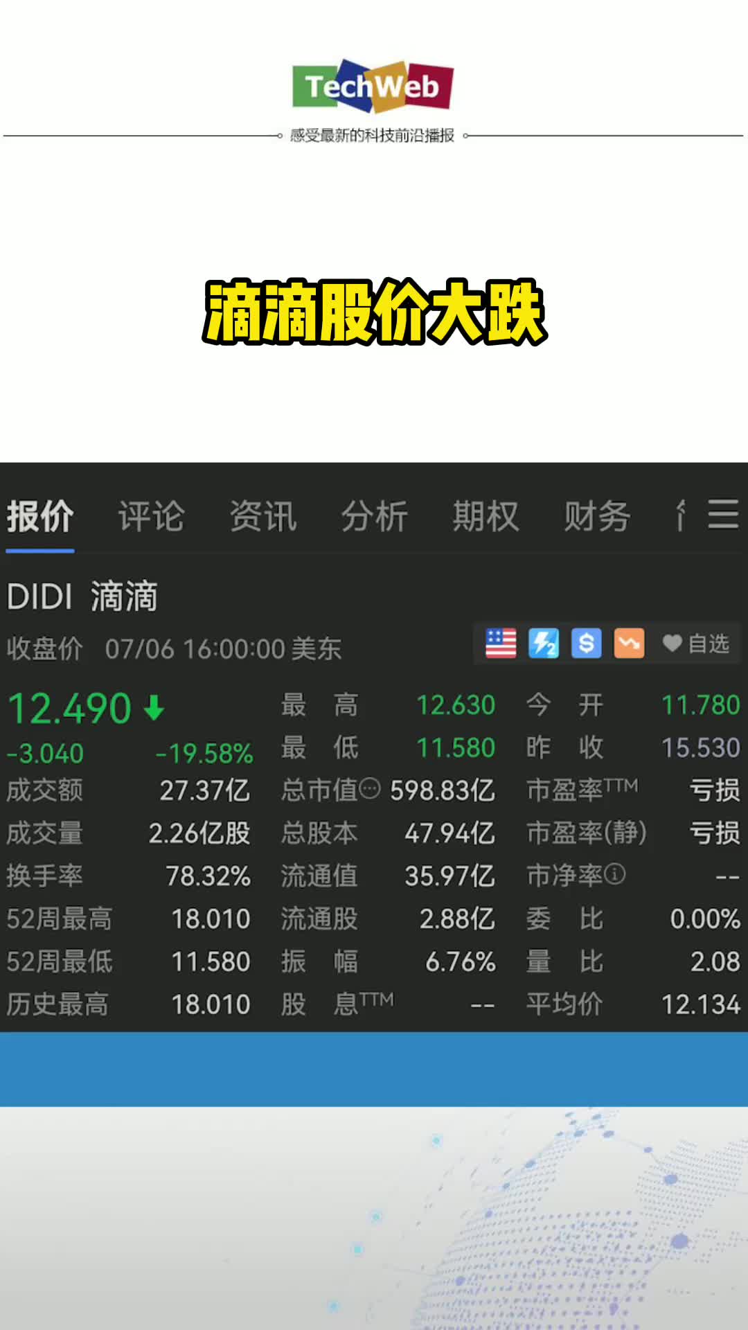 滴滴陷数据门，股价波动巨大