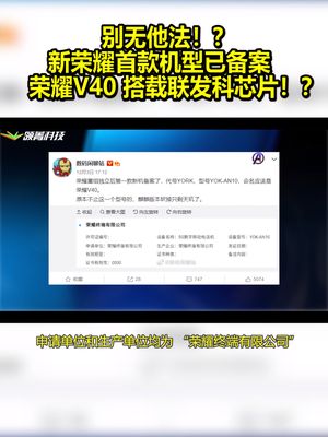 别无他法？新荣耀首款机型已备案，或为荣耀V40或搭载联发科芯片！